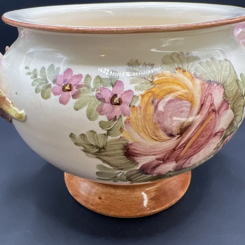 Vtg Tiziano Italian Capodimonte Soup Tureen Lid Underplate Hand Painted Roses
